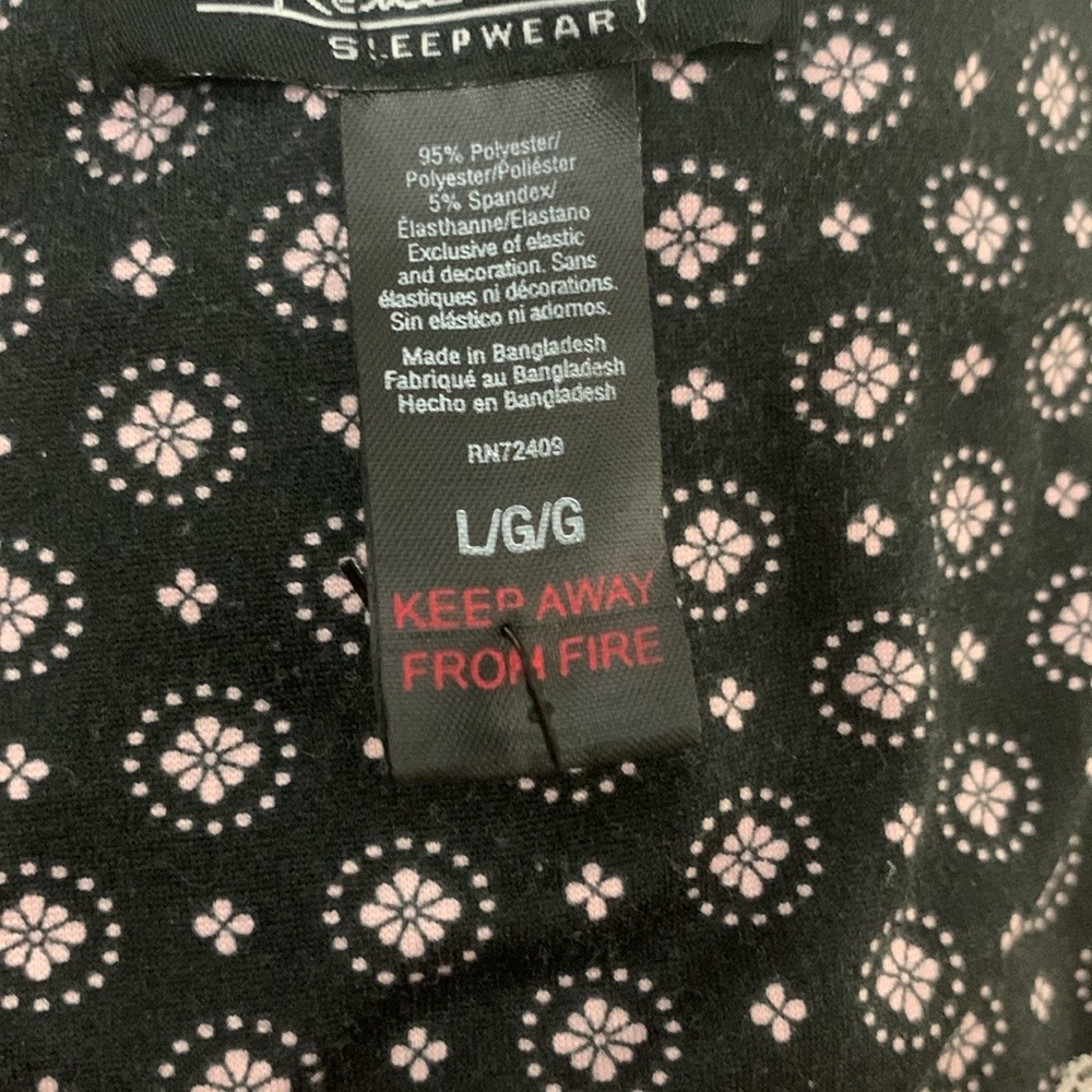Rene Rofe Black and Pink Pajama Set